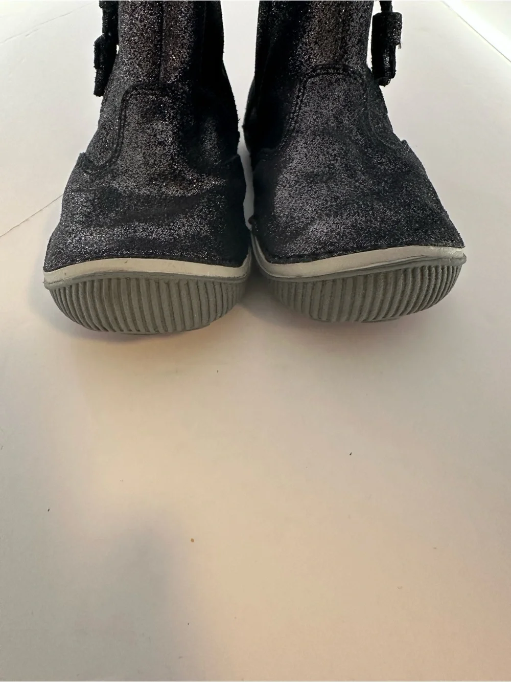 Stride Rite Girls Black Glitter Ankle Boots with Pink Lining Size 8.5M
